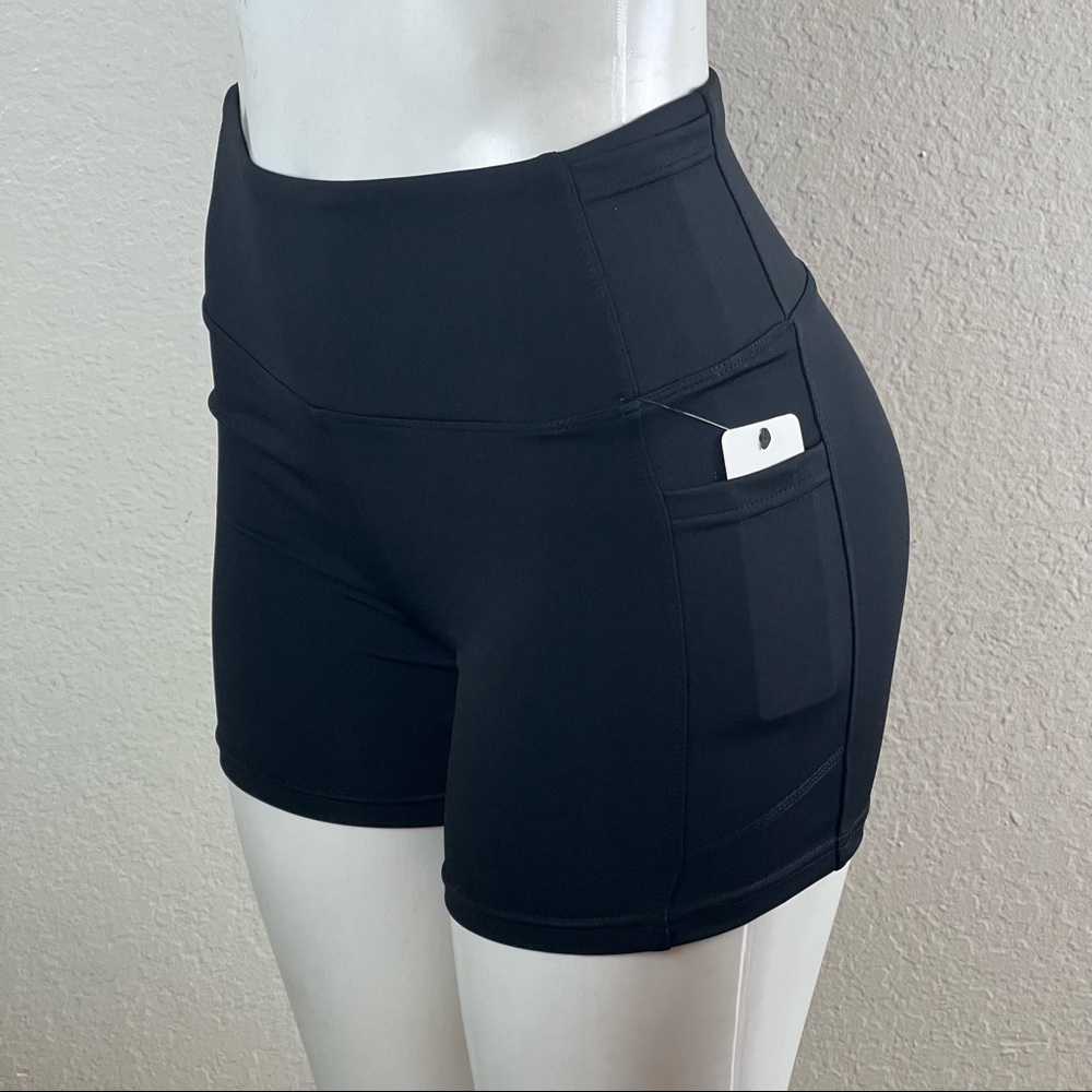 Solid color high waist‎ yoga bike shorts